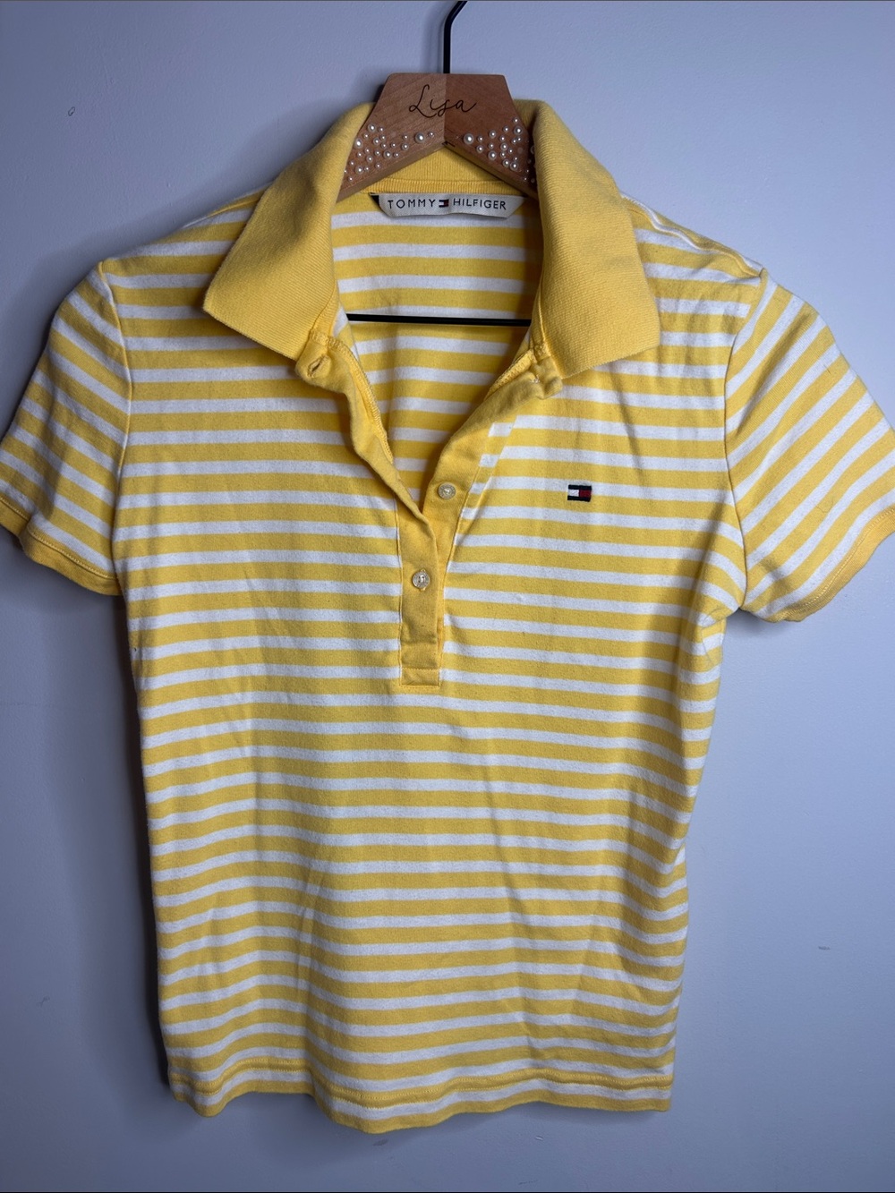 Tommy Hilfiger Yellow & White Striped Girls Polo